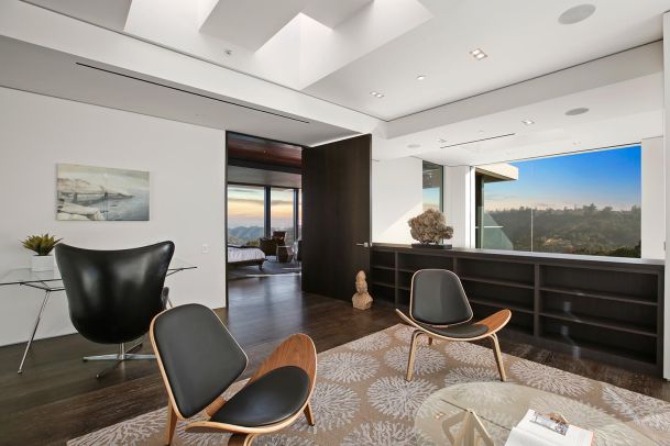 In-ceiling speakers in a hallway