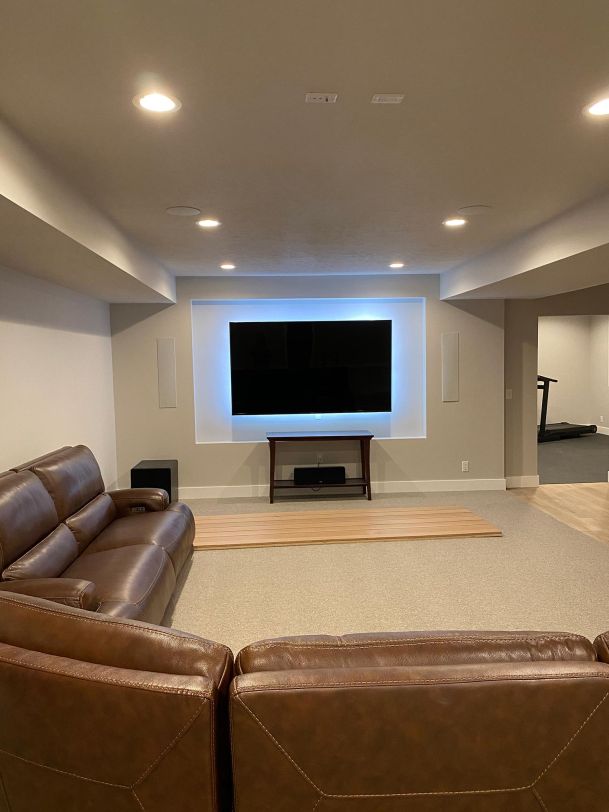 Media room with back blue light
